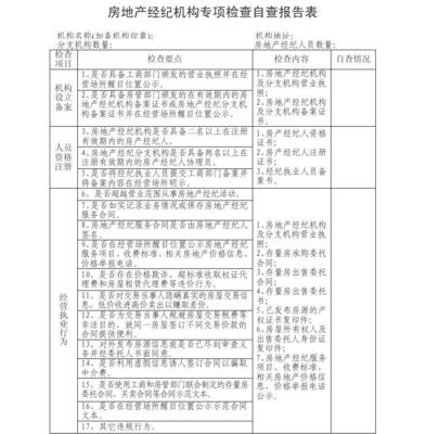 房地产经纪机构专项检查自查报告